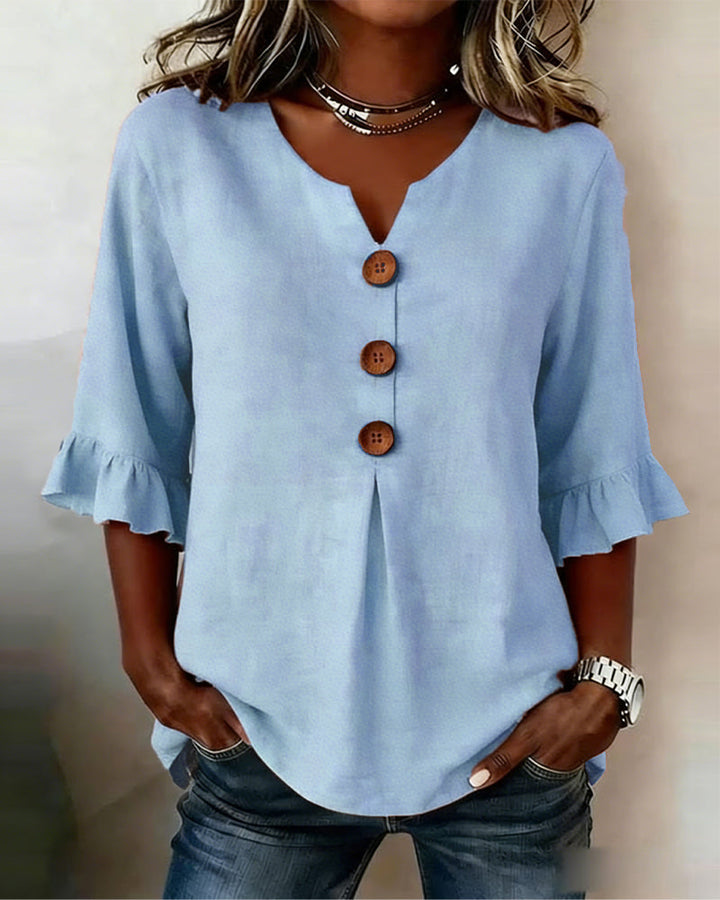 Marta | Blusa Donna con Colletto Arrotondato e Volant