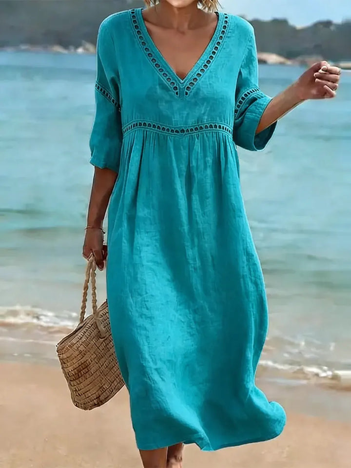 Cora | Abito Donna Midi con Scollo a V e Tasche Laterali