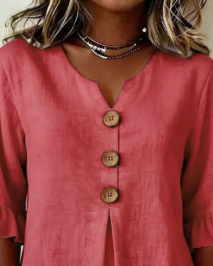 Marta | Blusa Donna con Colletto Arrotondato e Volant