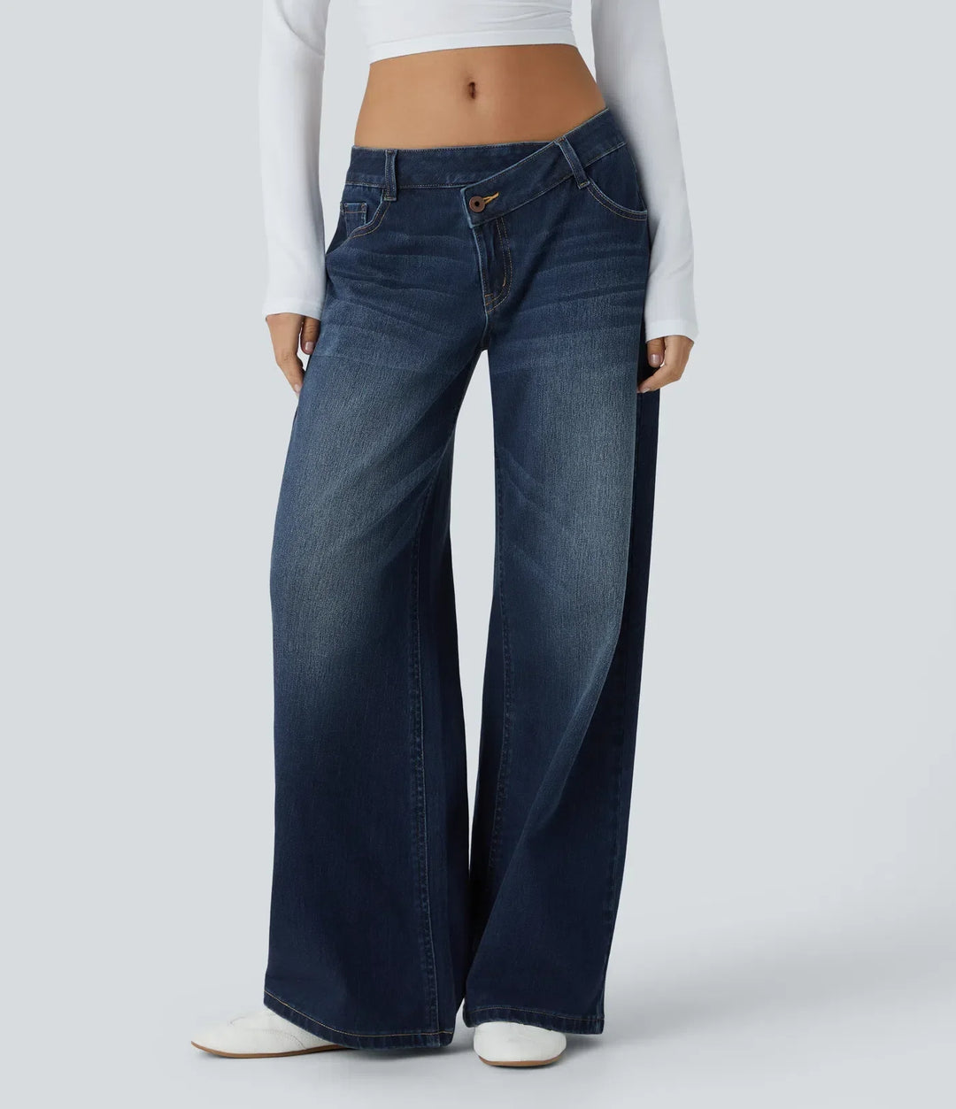 Elisa | Jeans Donna a Vita Alta con Gamba Larga