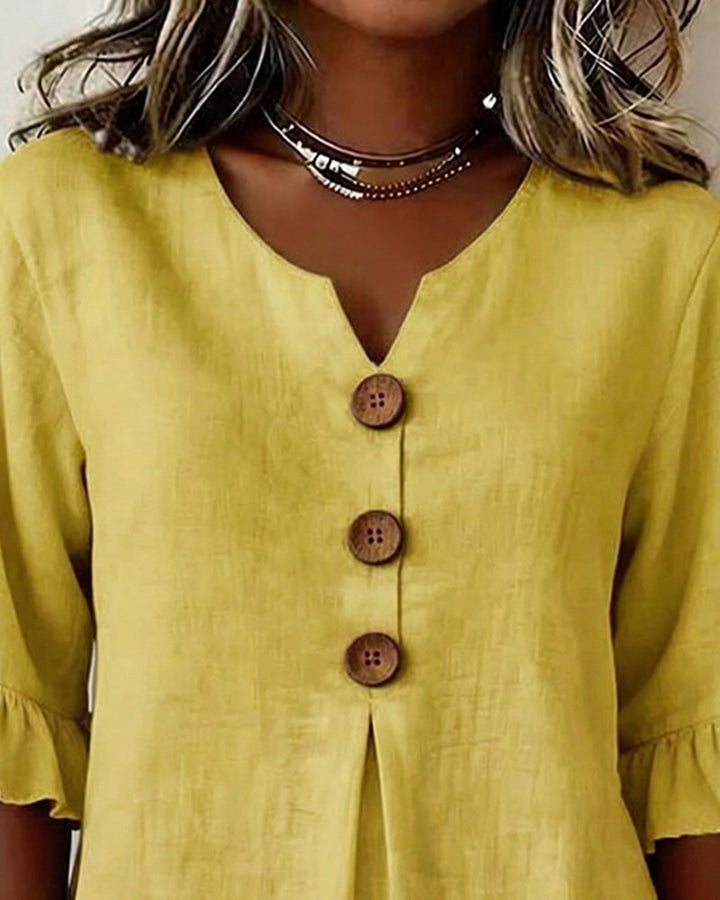 Marta | Blusa Donna con Colletto Arrotondato e Volant