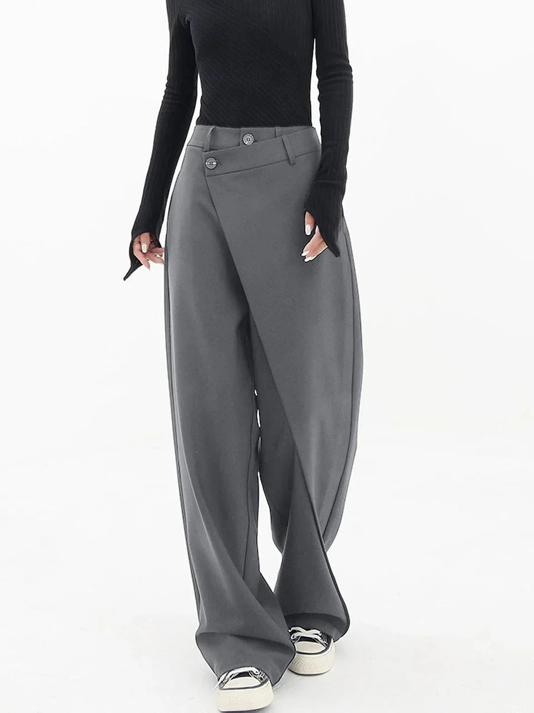 Velmira | Pantaloni Donna Ampi dal Taglio Asimmetrico