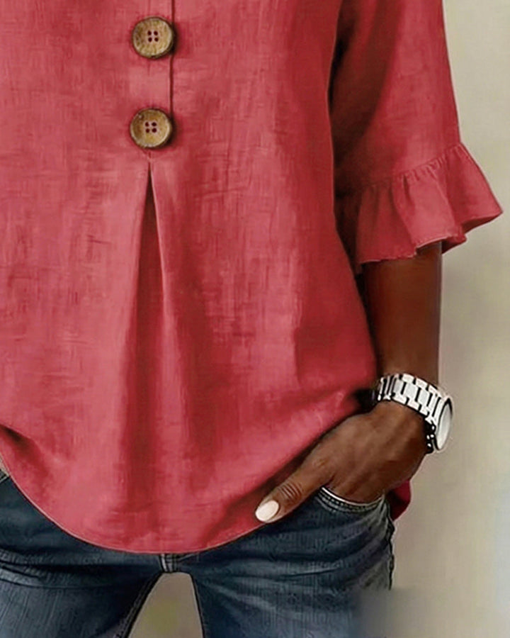 Marta | Blusa Donna con Colletto Arrotondato e Volant