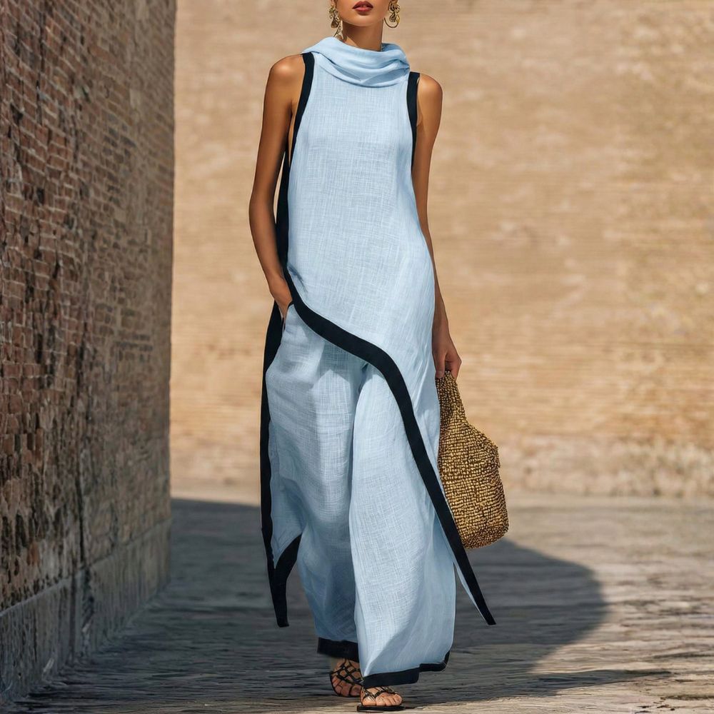 Arianna | Completo Donna Elegante con Top Drappeggiato e Pantaloni Larghi