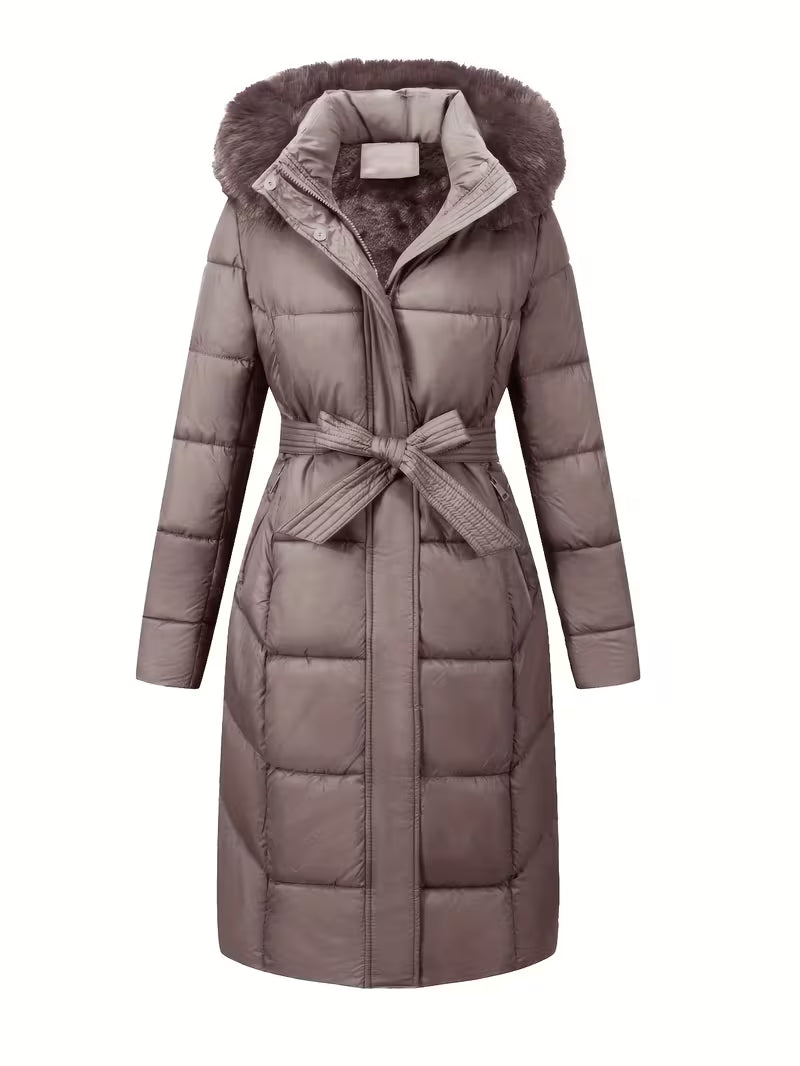 Amelia | Piumino Donna Lungo con Cappuccio e Cintura
