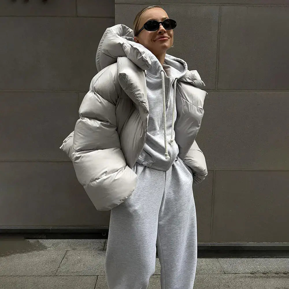 Beatrice | Piumino Donna Corto Trapuntato con Cappuccio Oversize