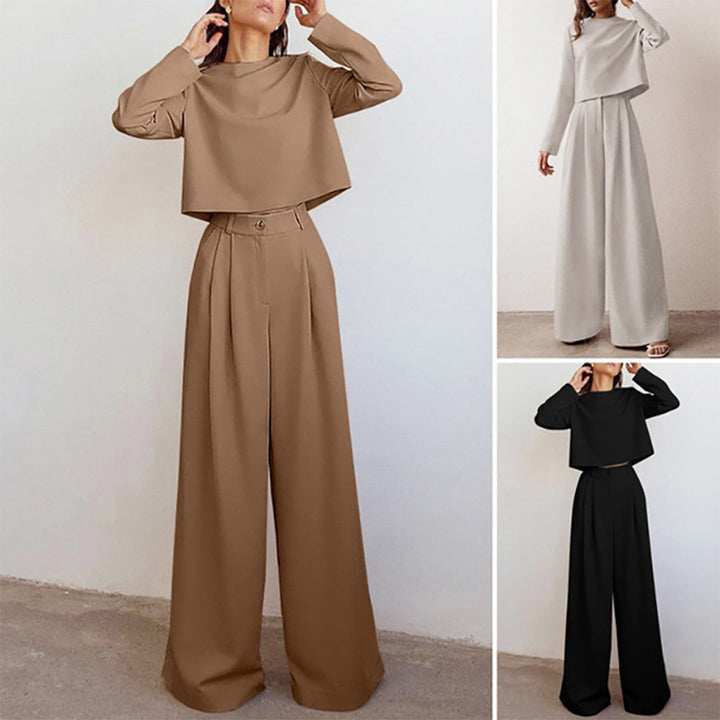 Eva | Completo Donna Due Pezzi con Top Corto e Pantaloni Palazzo
