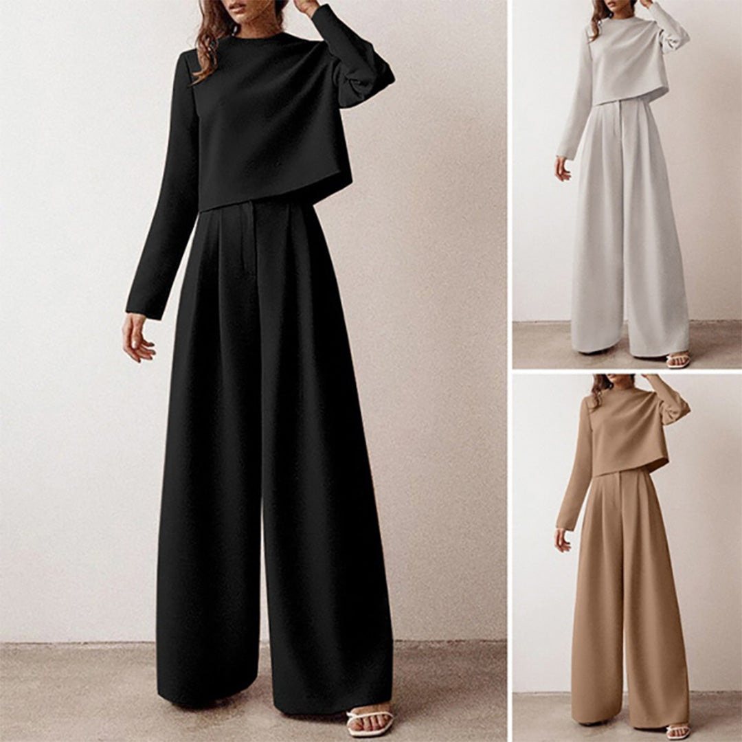 Eva | Completo Donna Due Pezzi con Top Corto e Pantaloni Palazzo