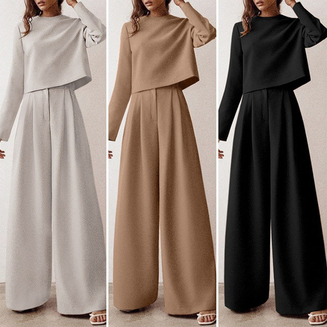 Eva | Completo Donna Due Pezzi con Top Corto e Pantaloni Palazzo