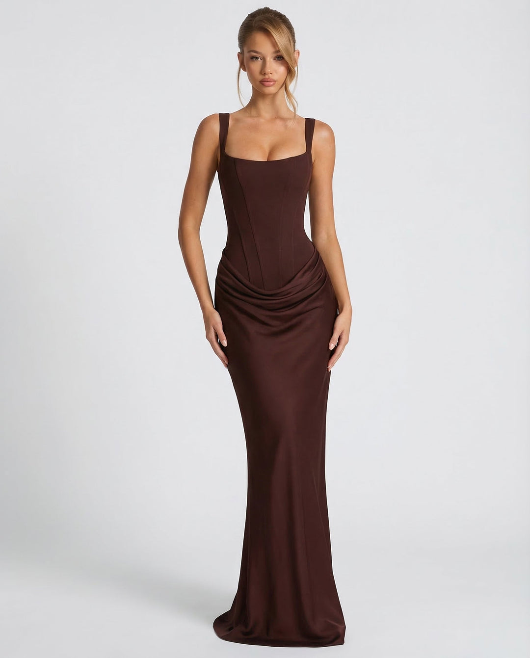 Isabella | Abito Donna Maxi con Corsetto e Drappeggio in Vita
