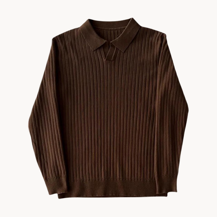 Gabriele | Maglia Uomo a Coste con Maniche Lunghe e Scollo Aperto