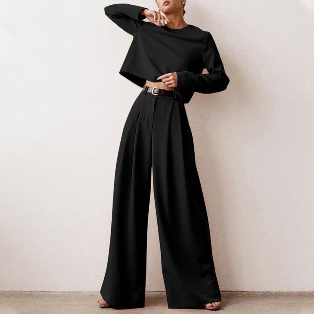 Eva | Completo Donna Due Pezzi con Top Corto e Pantaloni Palazzo