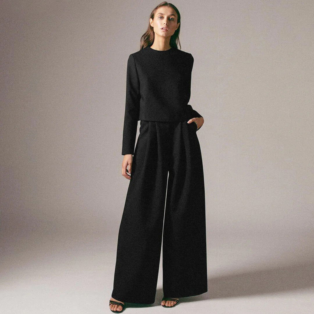 Eva | Completo Donna Due Pezzi con Top Corto e Pantaloni Palazzo