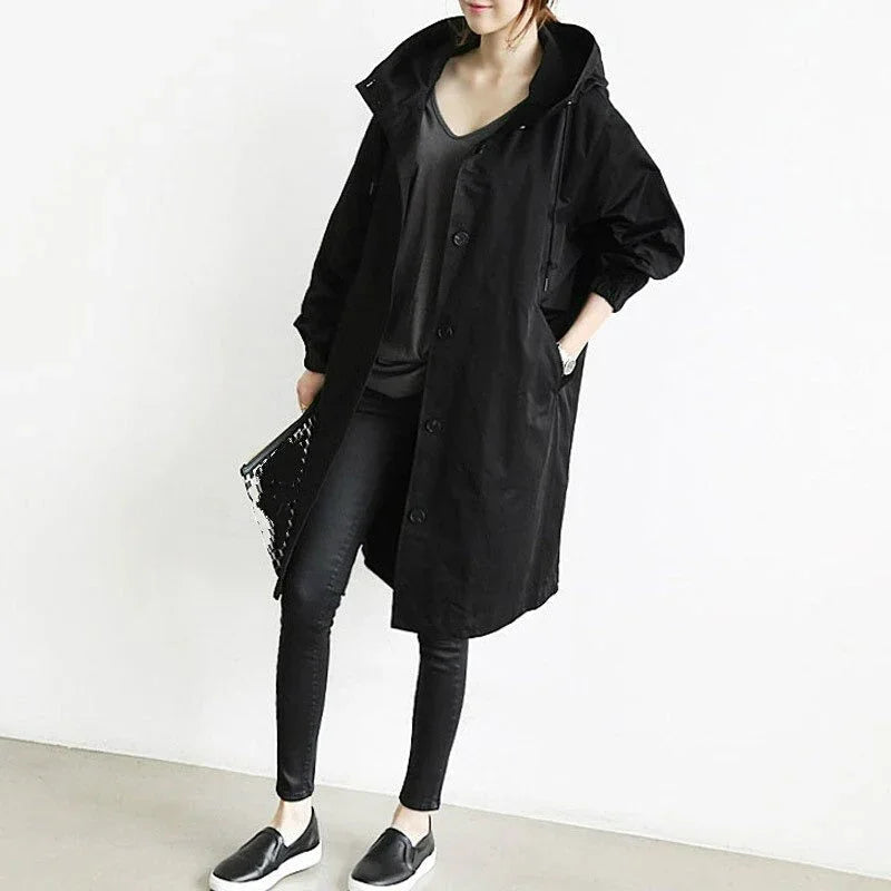 Raffaella | Cappotto Trench Lungo con Cappuccio