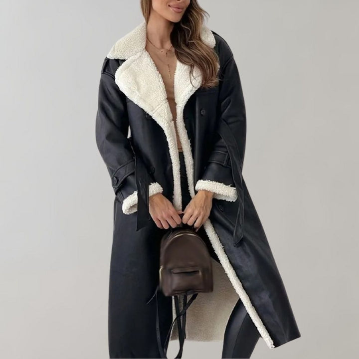 Ada | Cappotto Donna Lungo Effetto Pelle con Interno Teddy