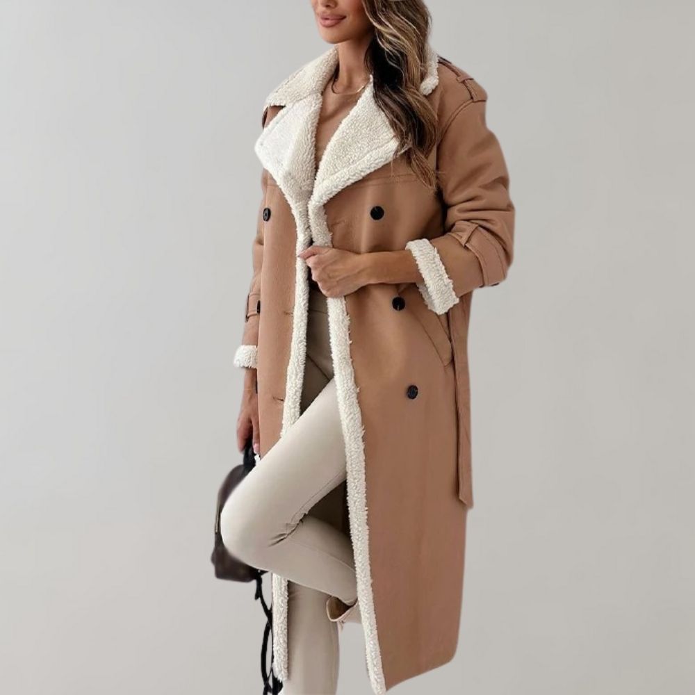 Ada | Cappotto Donna Lungo Effetto Pelle con Interno Teddy