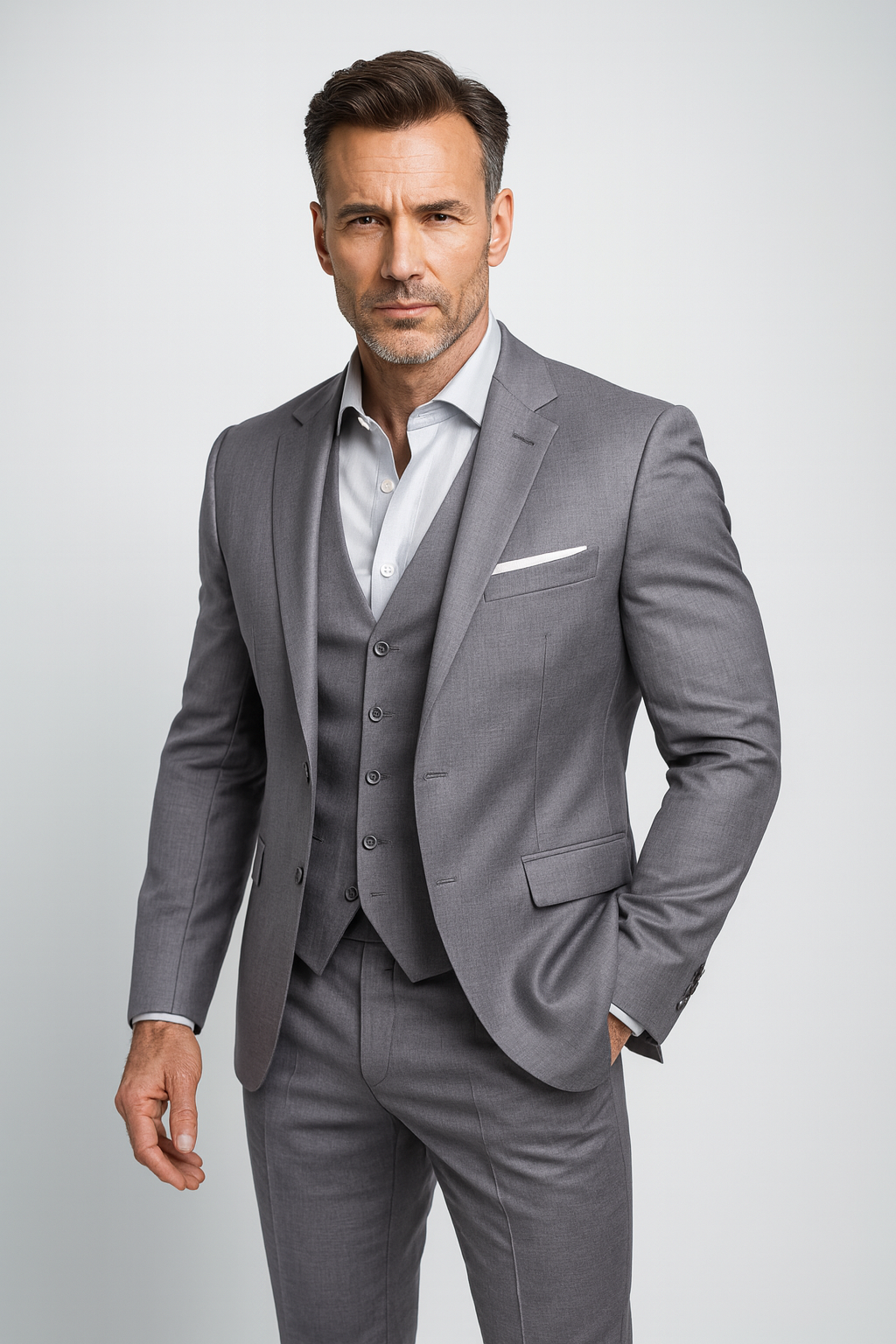 Leone | Completo Uomo Slim Fit 3 Pezzi con Gilet