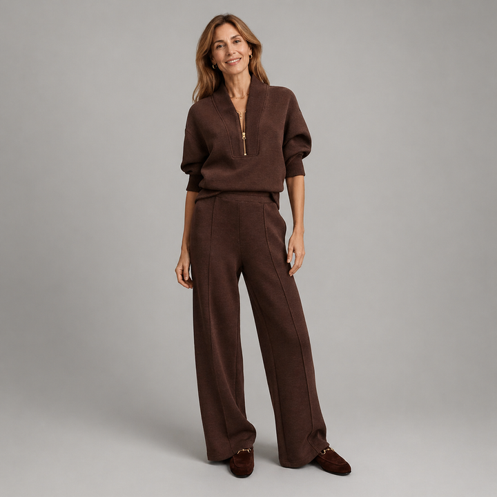 Anita | Completo Donna con Mezza Zip e Pantaloni a Gamba Larga