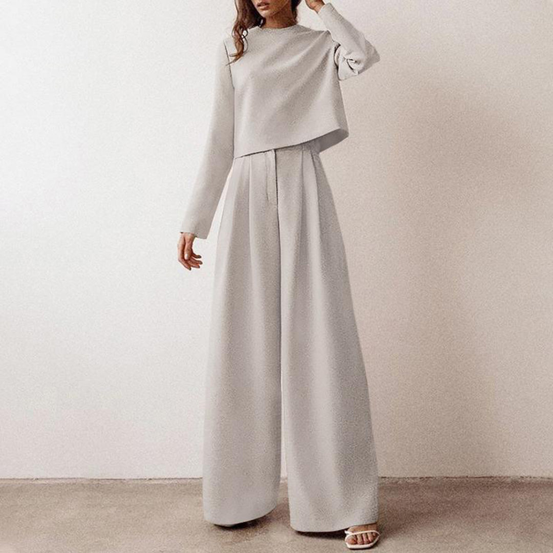Eva | Completo Donna Due Pezzi con Top Corto e Pantaloni Palazzo