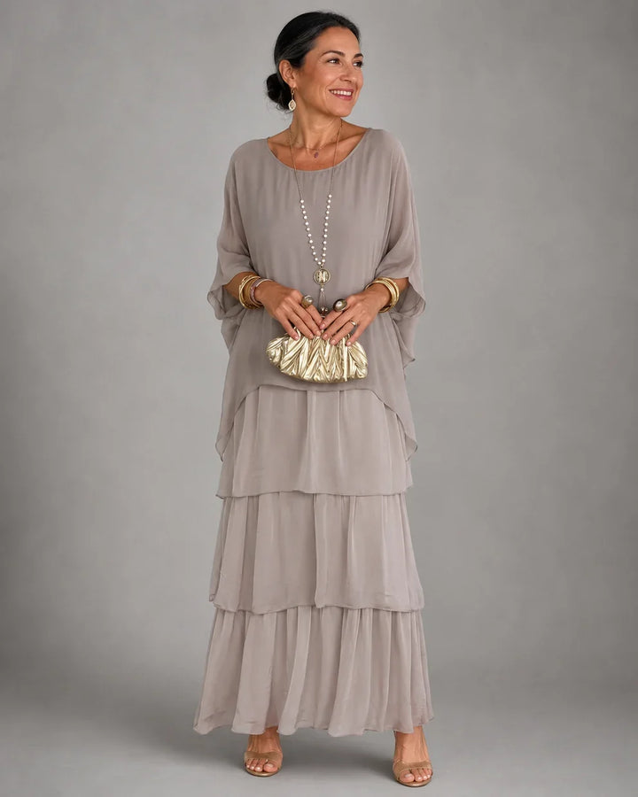 Lara | Completo Donna Elegante con Blusa e Gonna a Balze