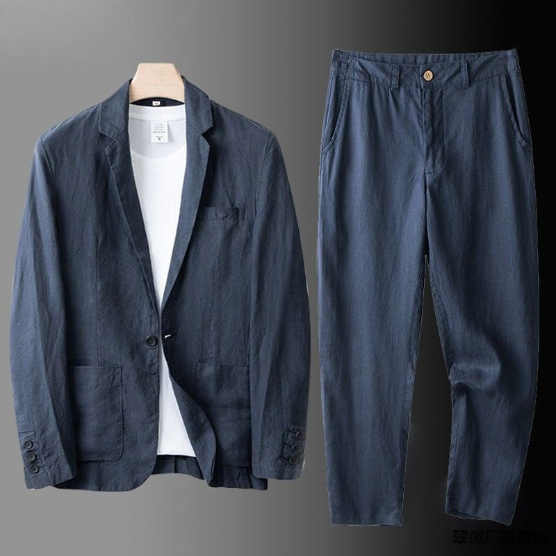 Elia | Completo Uomo in Lino e Cotone con Pantaloni a Vita Elasticizzata