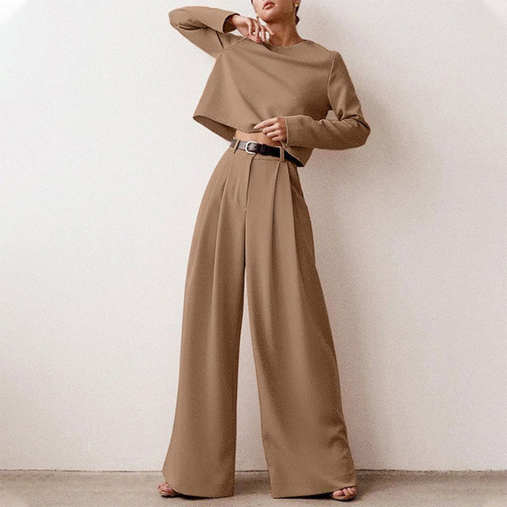 Eva | Completo Donna Due Pezzi con Top Corto e Pantaloni Palazzo