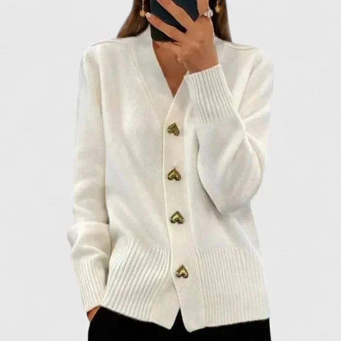Ginevra | Cardigan Donna con Bottoni a Cuore e Scollo a V