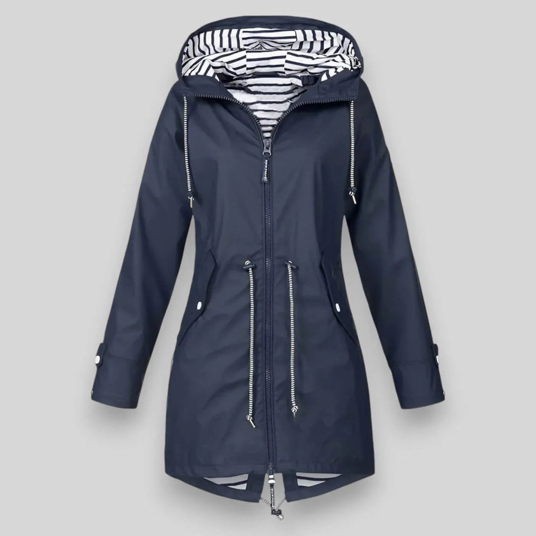 Bianca | Giacca Donna Impermeabile con Cappuccio e Zip Laterali