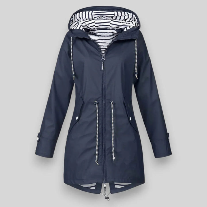 Bianca | Giacca Donna Impermeabile con Cappuccio e Zip Laterali
