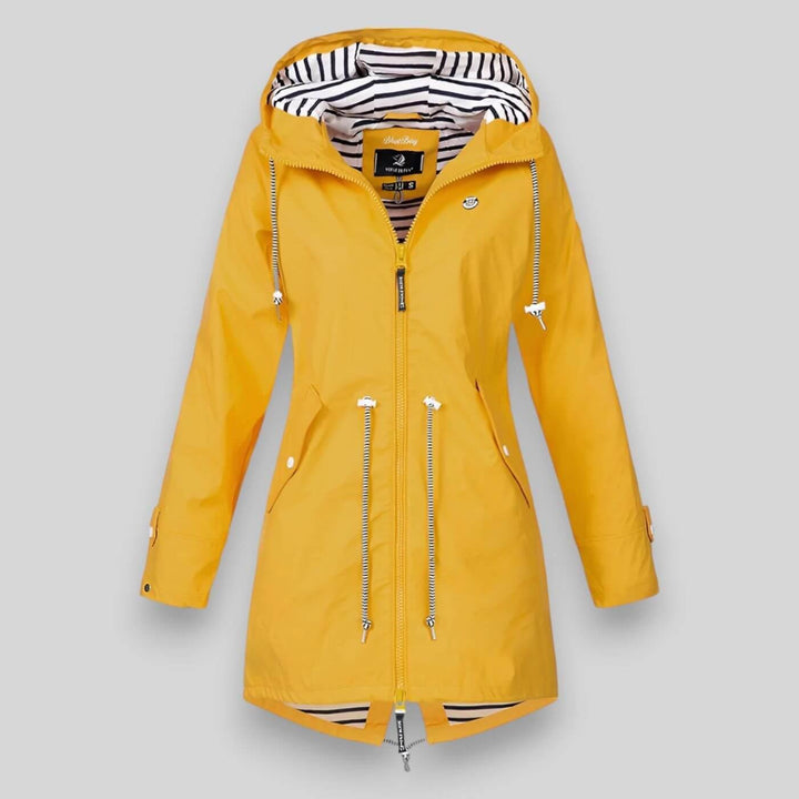 Bianca | Giacca Donna Impermeabile con Cappuccio e Zip Laterali