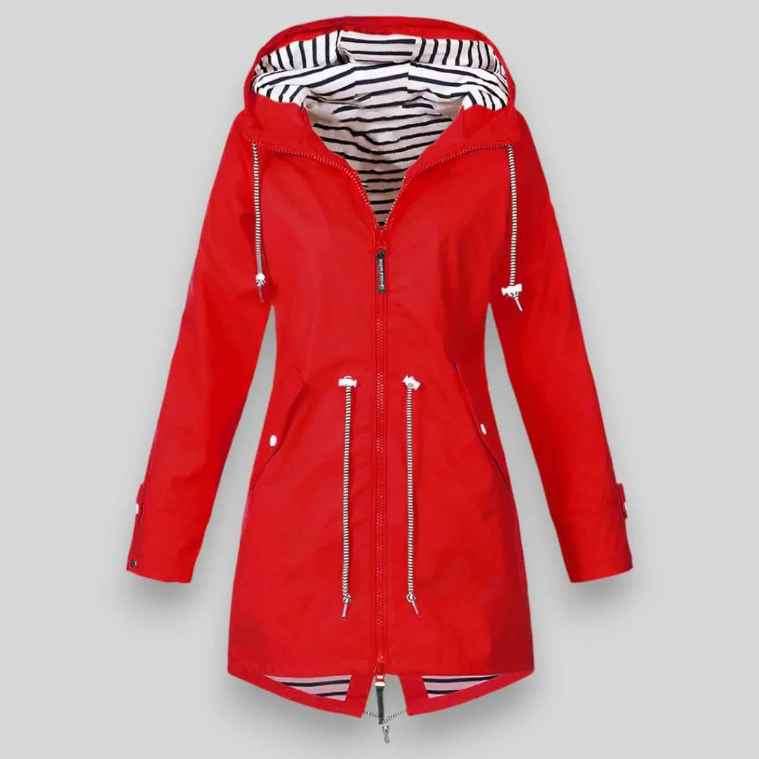 Bianca | Giacca Donna Impermeabile con Cappuccio e Zip Laterali