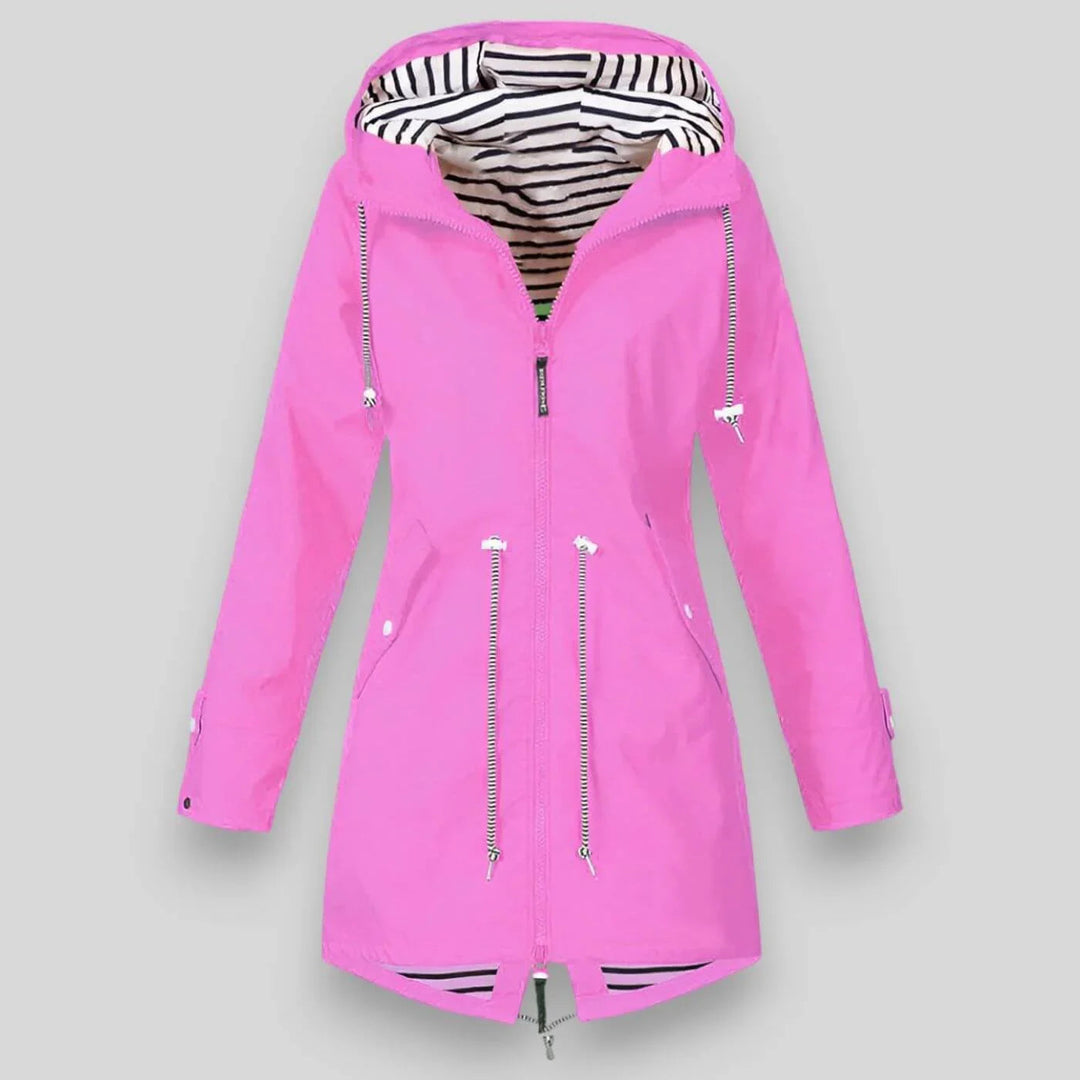Bianca | Giacca Donna Impermeabile con Cappuccio e Zip Laterali