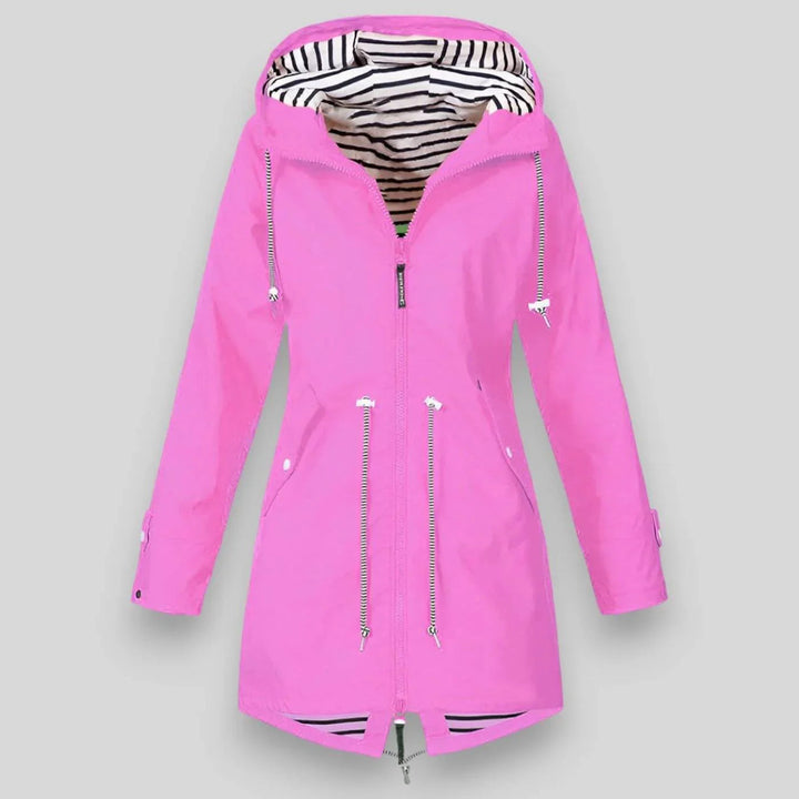 Bianca | Giacca Donna Impermeabile con Cappuccio e Zip Laterali