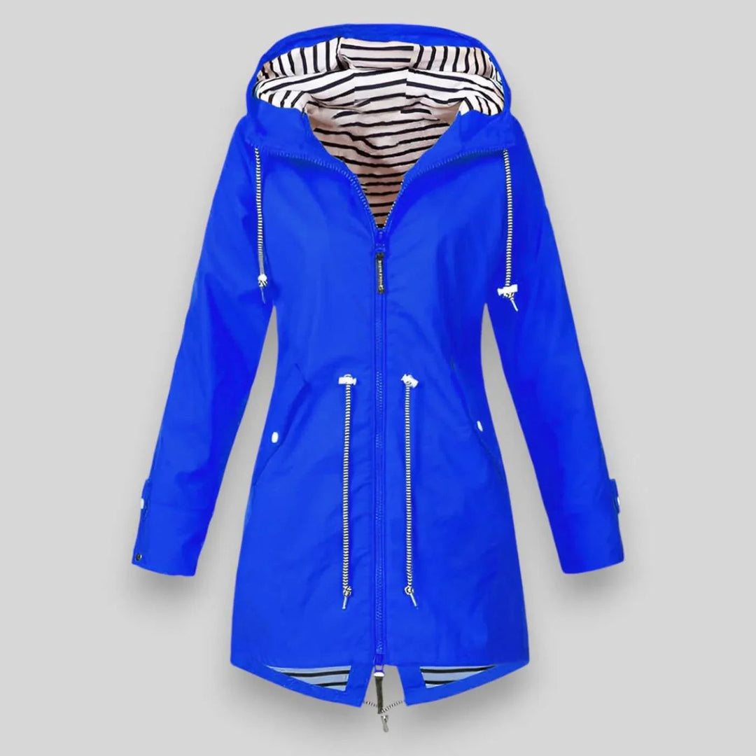 Bianca | Giacca Donna Impermeabile con Cappuccio e Zip Laterali