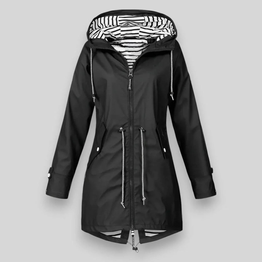 Bianca | Giacca Donna Impermeabile con Cappuccio e Zip Laterali