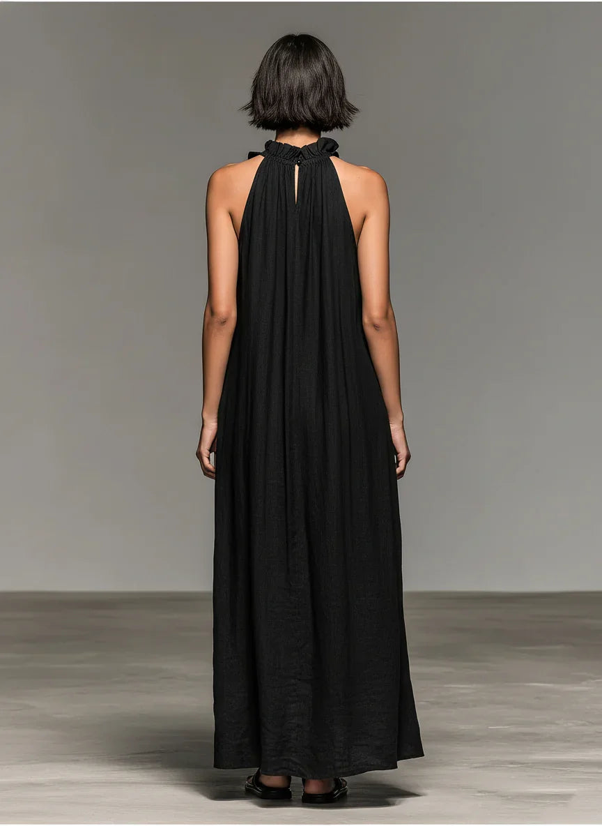 Marcella | Abito Maxi Donna con Volant e Tasche Laterali