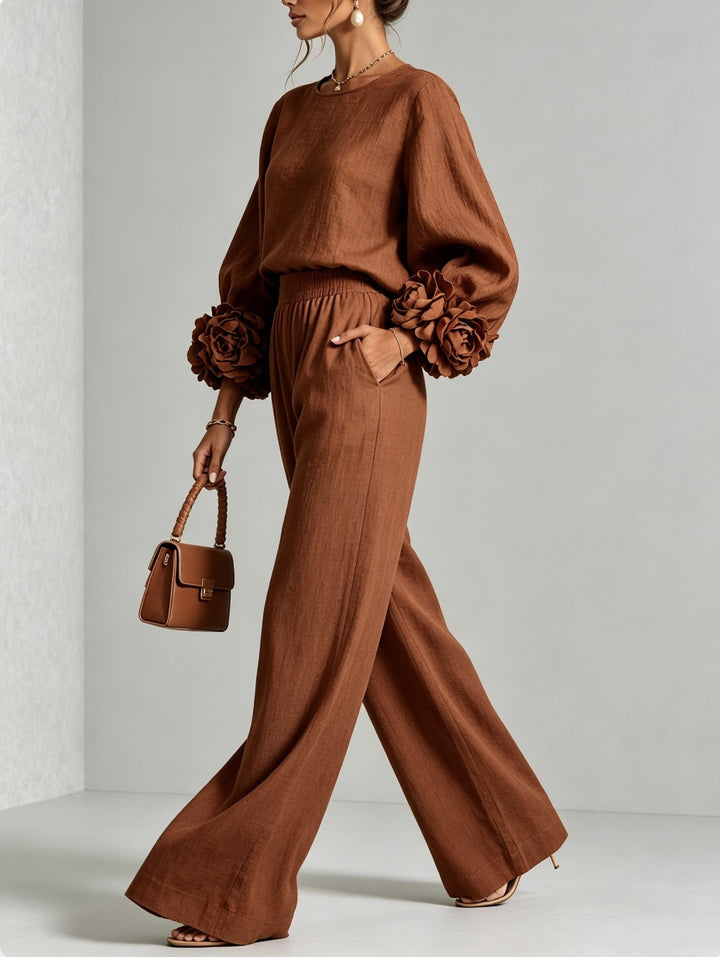 Ada | Completo Donna 2 Pezzi con Blusa e Pantaloni Larghi