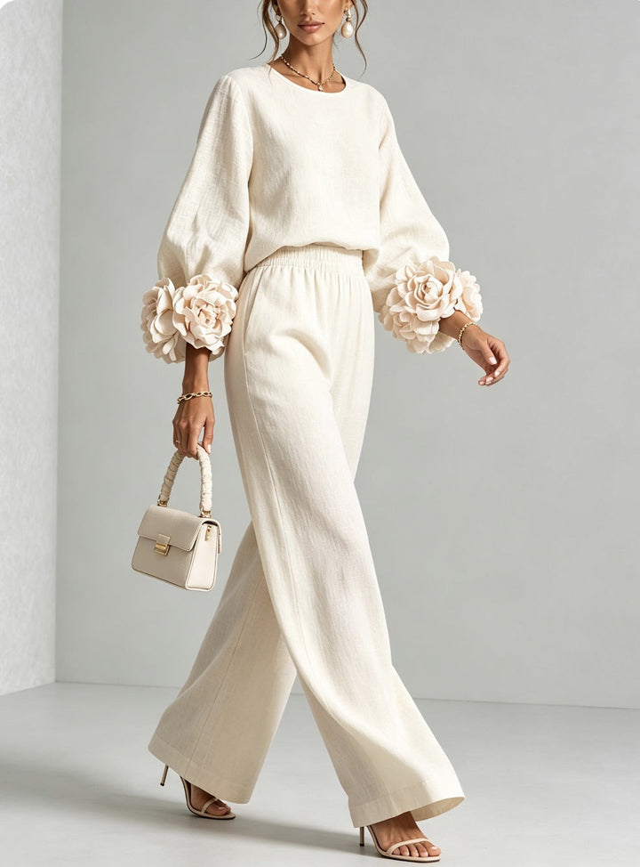 Ada | Completo Donna 2 Pezzi con Blusa e Pantaloni Larghi