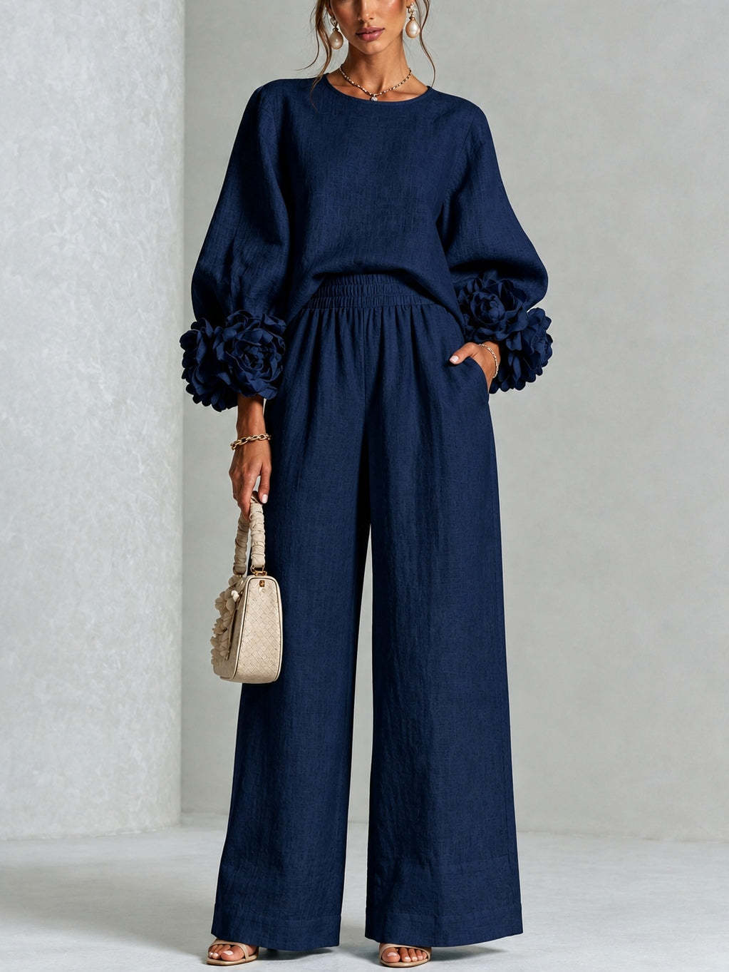 Ada | Completo Donna 2 Pezzi con Blusa e Pantaloni Larghi