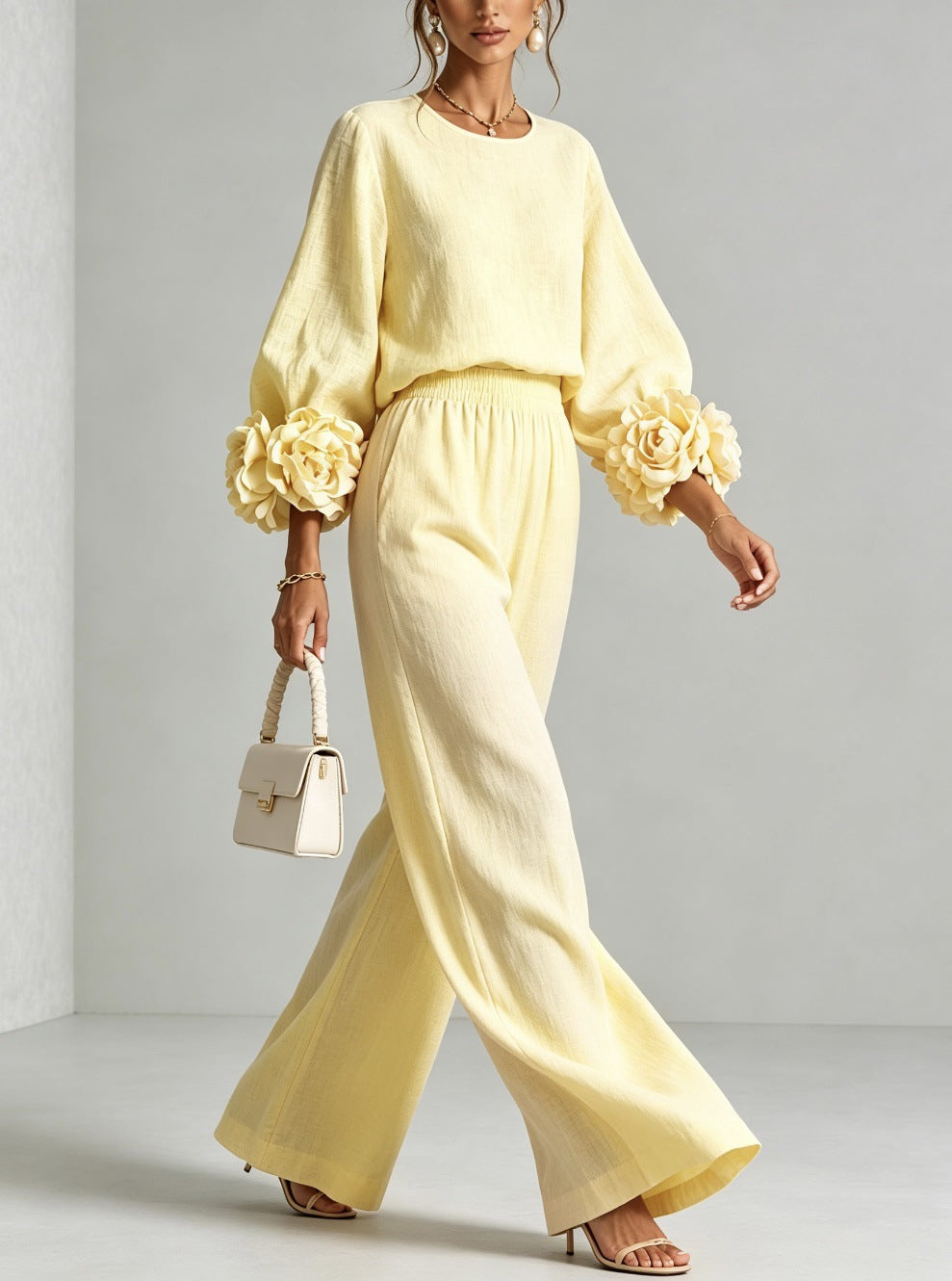 Ada | Completo Donna 2 Pezzi con Blusa e Pantaloni Larghi