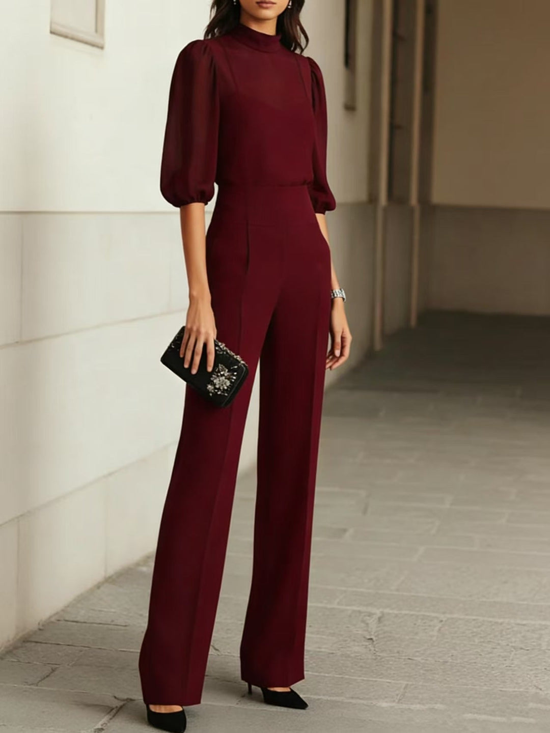 Adele | Completo Donna 3 Pezzi con Top Velato e Pantaloni Larghi