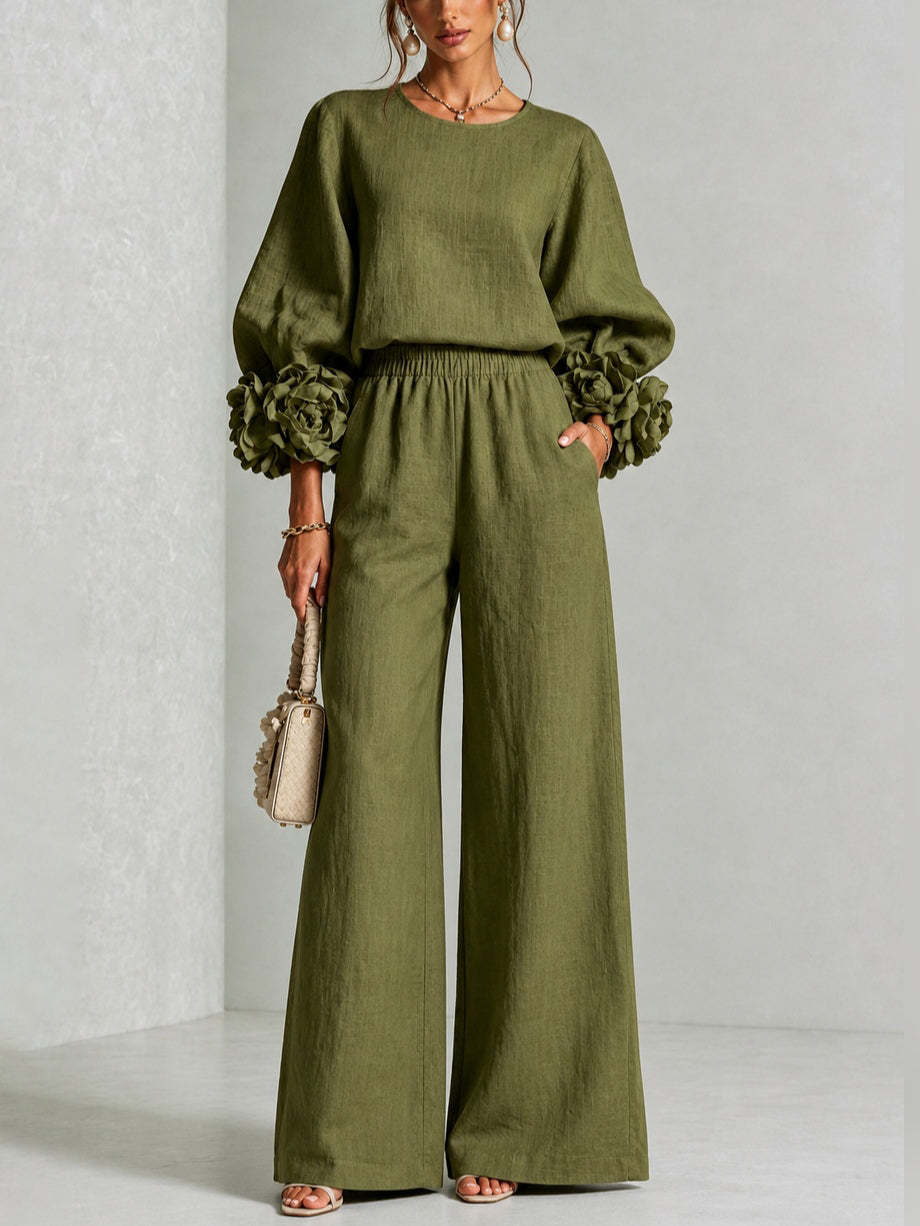 Ada | Completo Donna 2 Pezzi con Blusa e Pantaloni Larghi