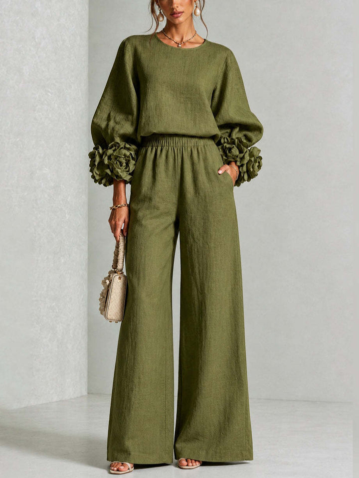 Ada | Completo Donna 2 Pezzi con Blusa e Pantaloni Larghi