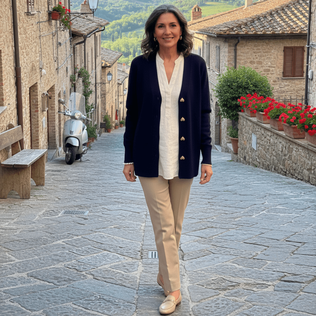 Ginevra | Cardigan Donna con Bottoni a Cuore e Scollo a V