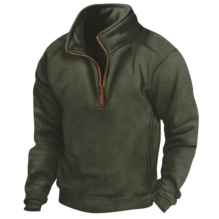 Matteo | Felpa Uomo Mezza Zip con Collo Alto e Tasche Laterali