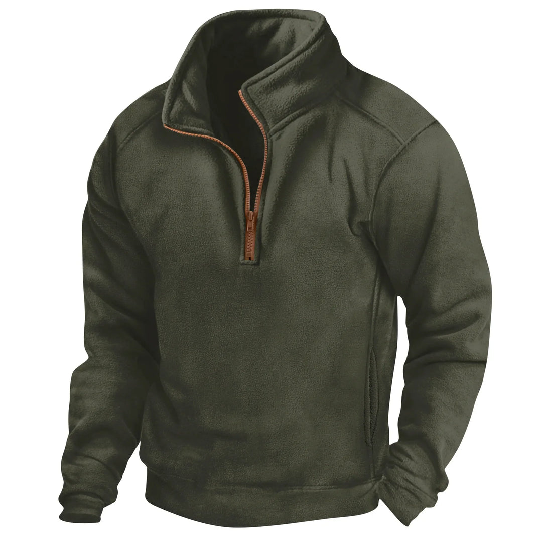 Matteo | Felpa Uomo Mezza Zip con Collo Alto e Tasche Laterali
