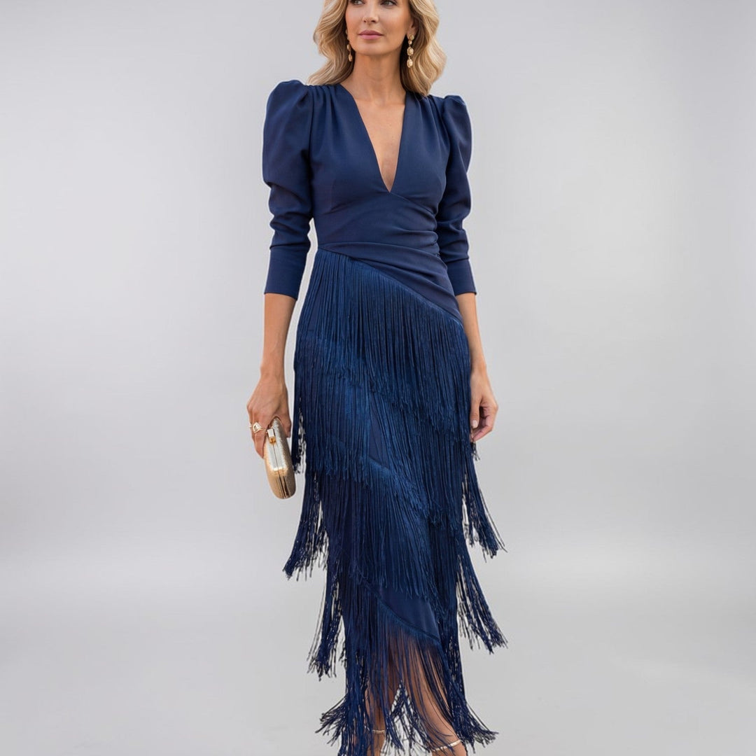 Serena | Abito Donna con Frange e Scollo a V
