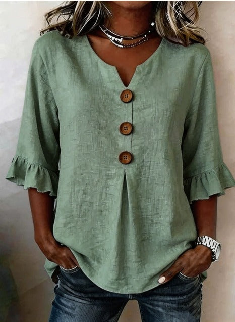 Marta | Blusa Donna con Colletto Arrotondato e Volant