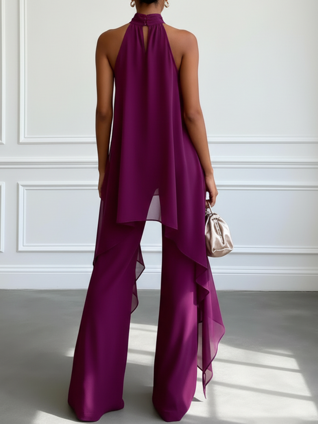 Viola | Completo Donna Elegante con Top Halter e Pantaloni Larghi