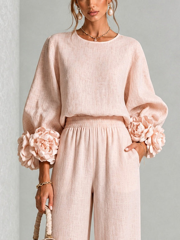 Ada | Completo Donna 2 Pezzi con Blusa e Pantaloni Larghi